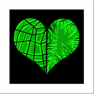 Green Broken Heart - Cut & Scratch Posters and Art